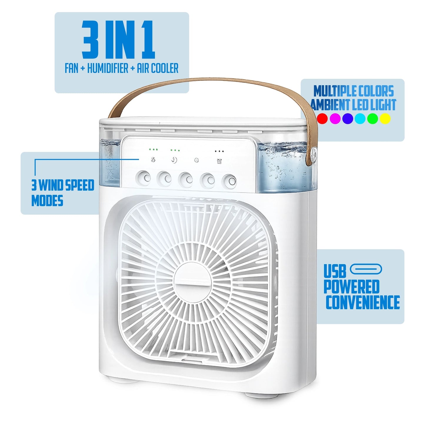 Portable 3-in-1 Cooling Fan for Instant Fresh Air