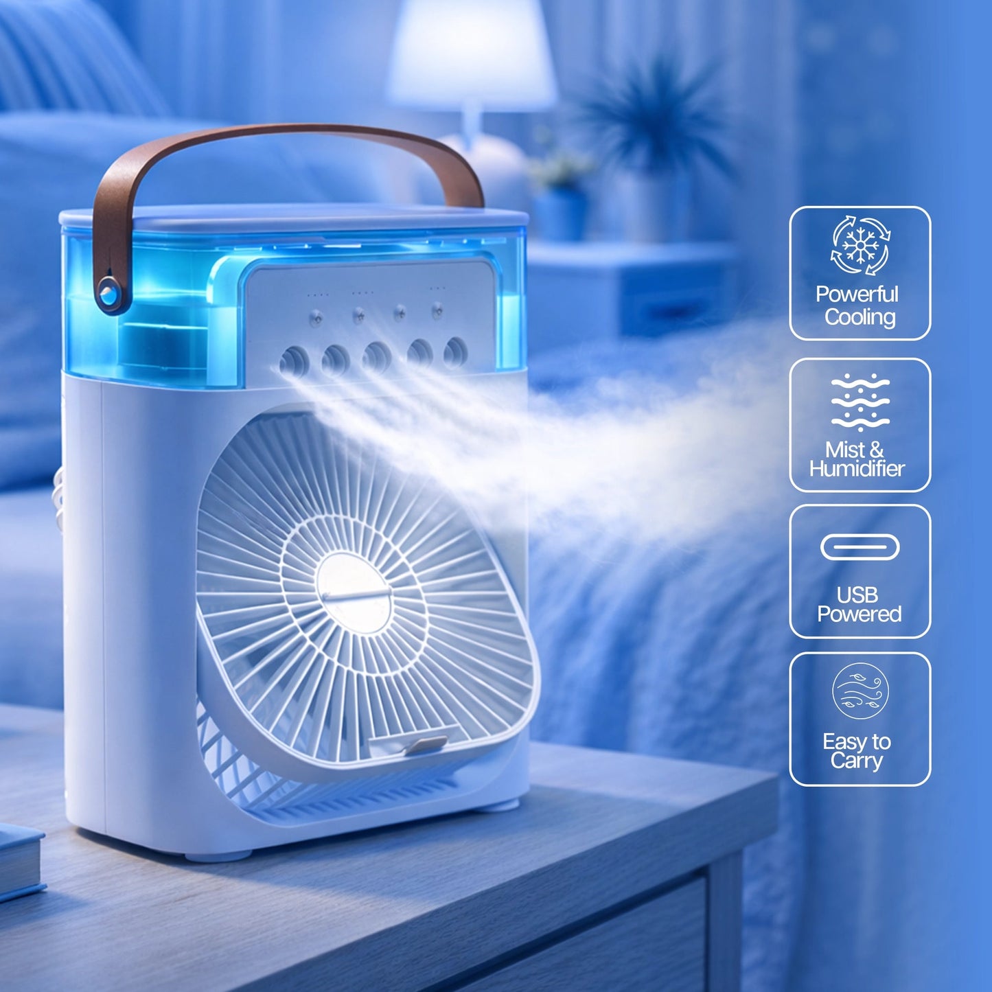 Portable 3-in-1 Cooling Fan for Instant Fresh Air